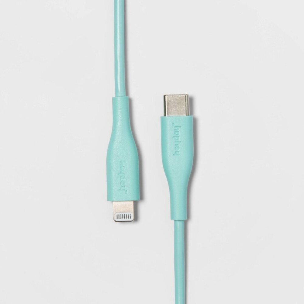 Lightning to USB-C Round Cable - Spring Teal - heyday- 3ft- Fast Charging
